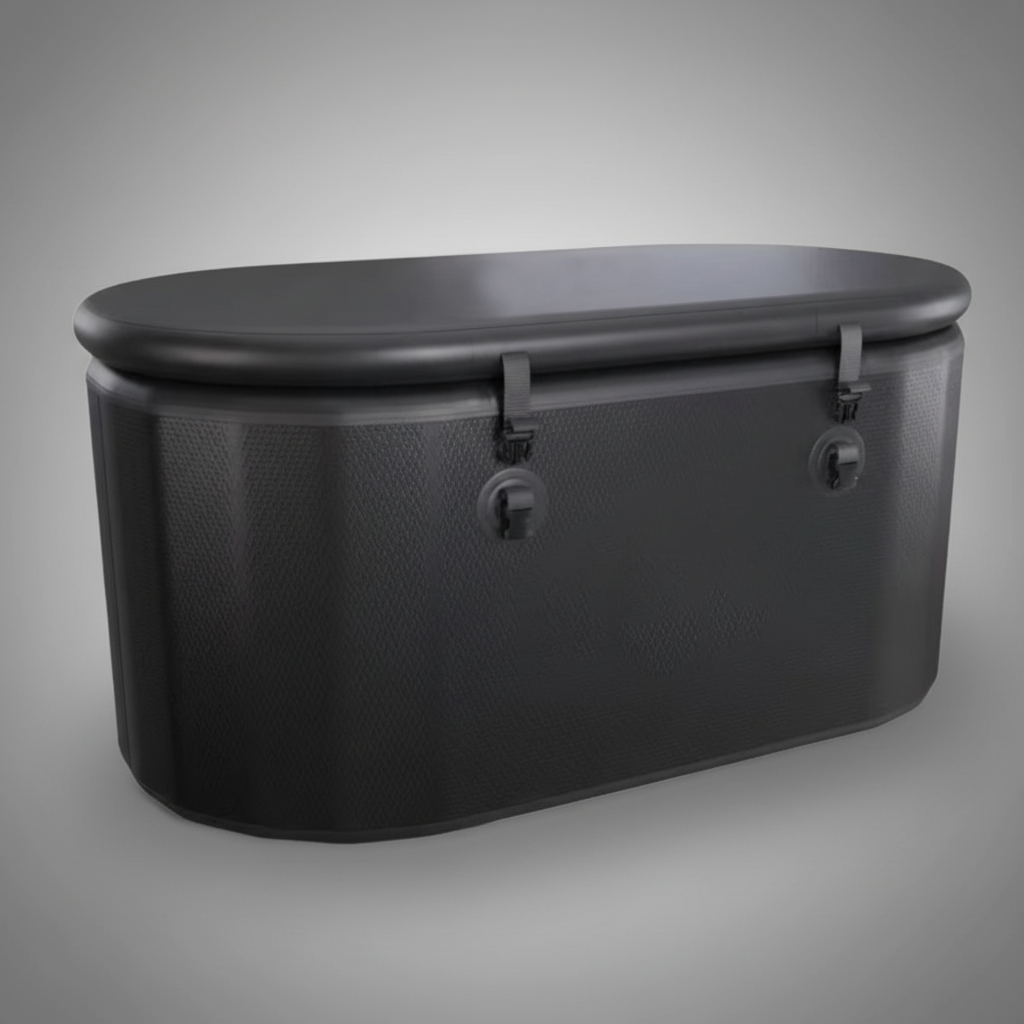 Commercial ice bath with insulated cover for temperature retention
