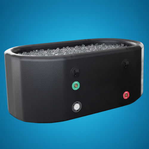 Commercial ice bath with ice for professional cold plunge therapy