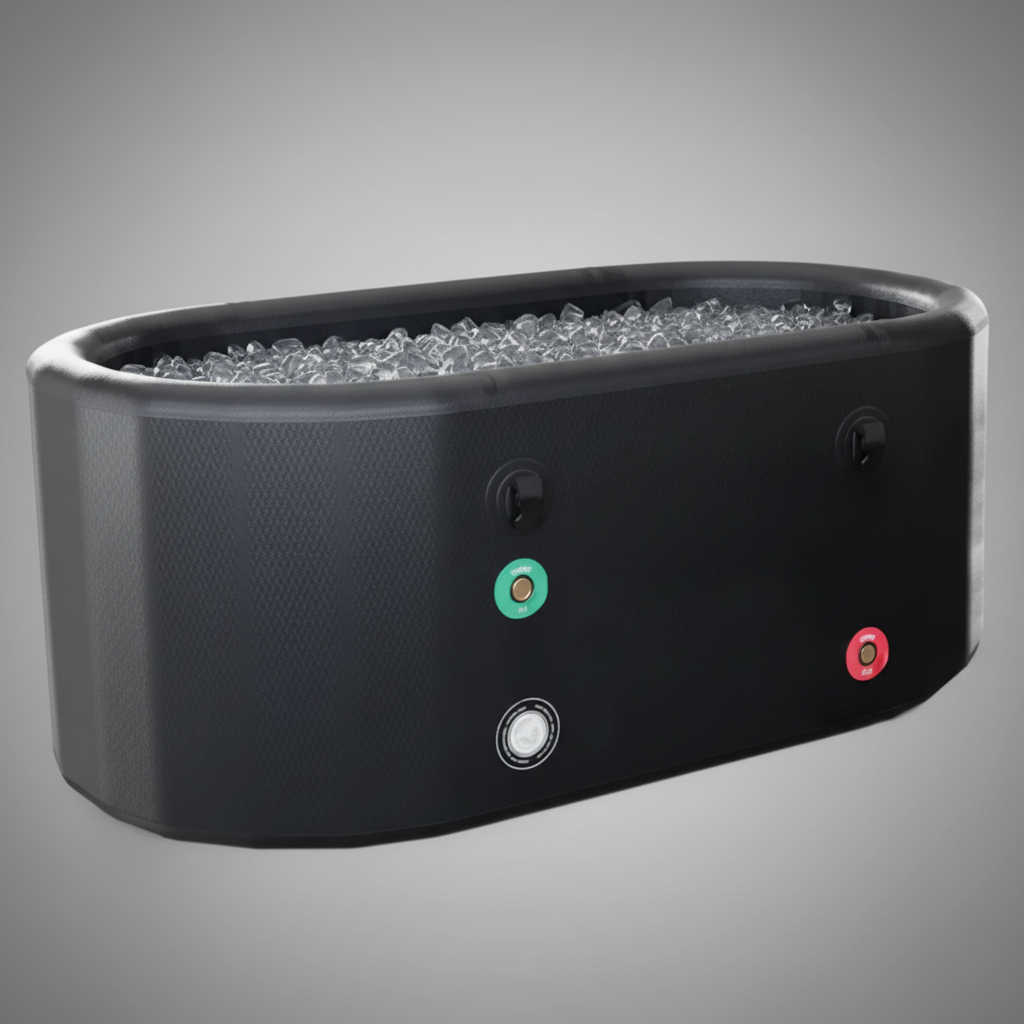 Commercial ice bath with ice for professional cold plunge therapy