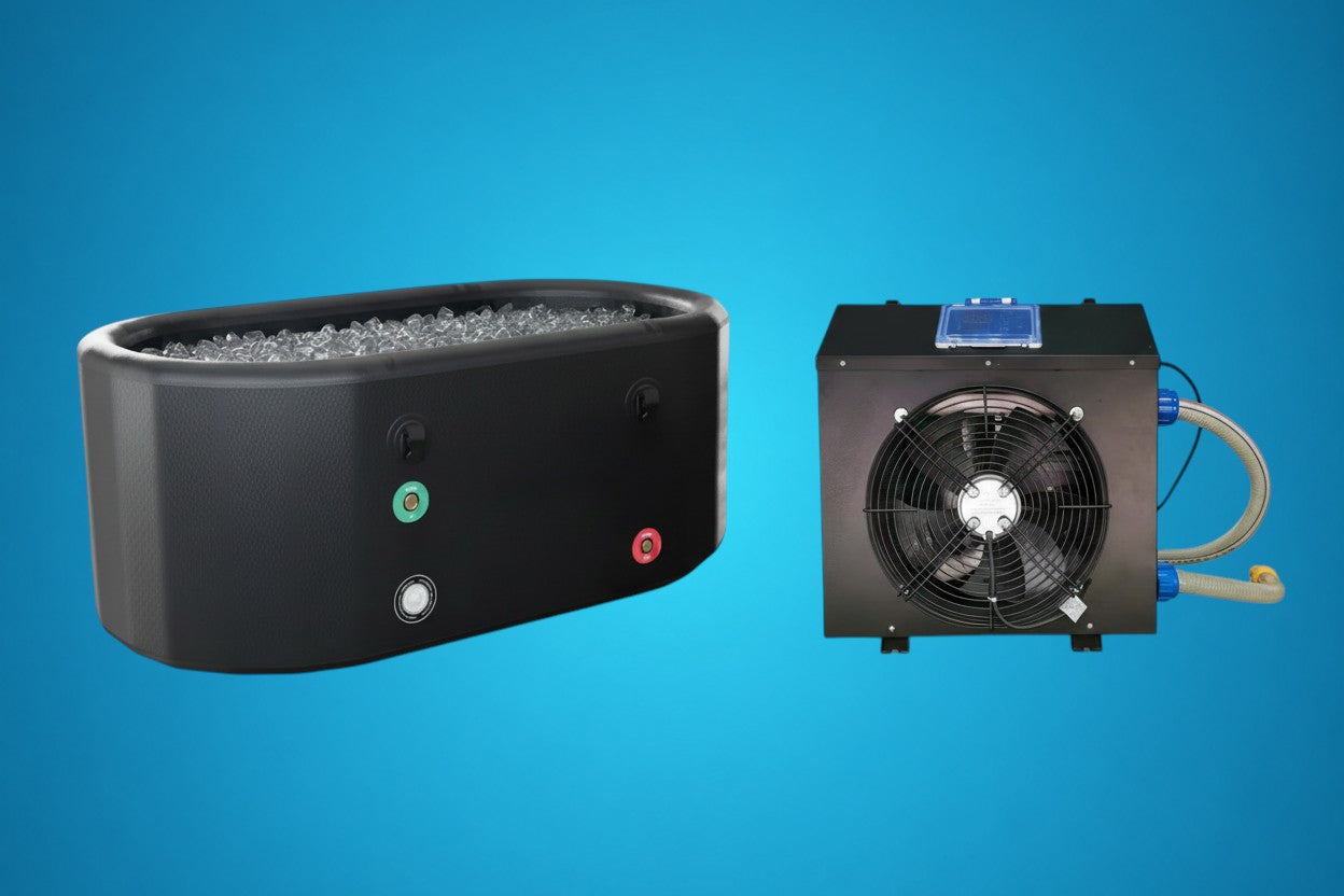 Complete commercial ice bath system with chiller unit