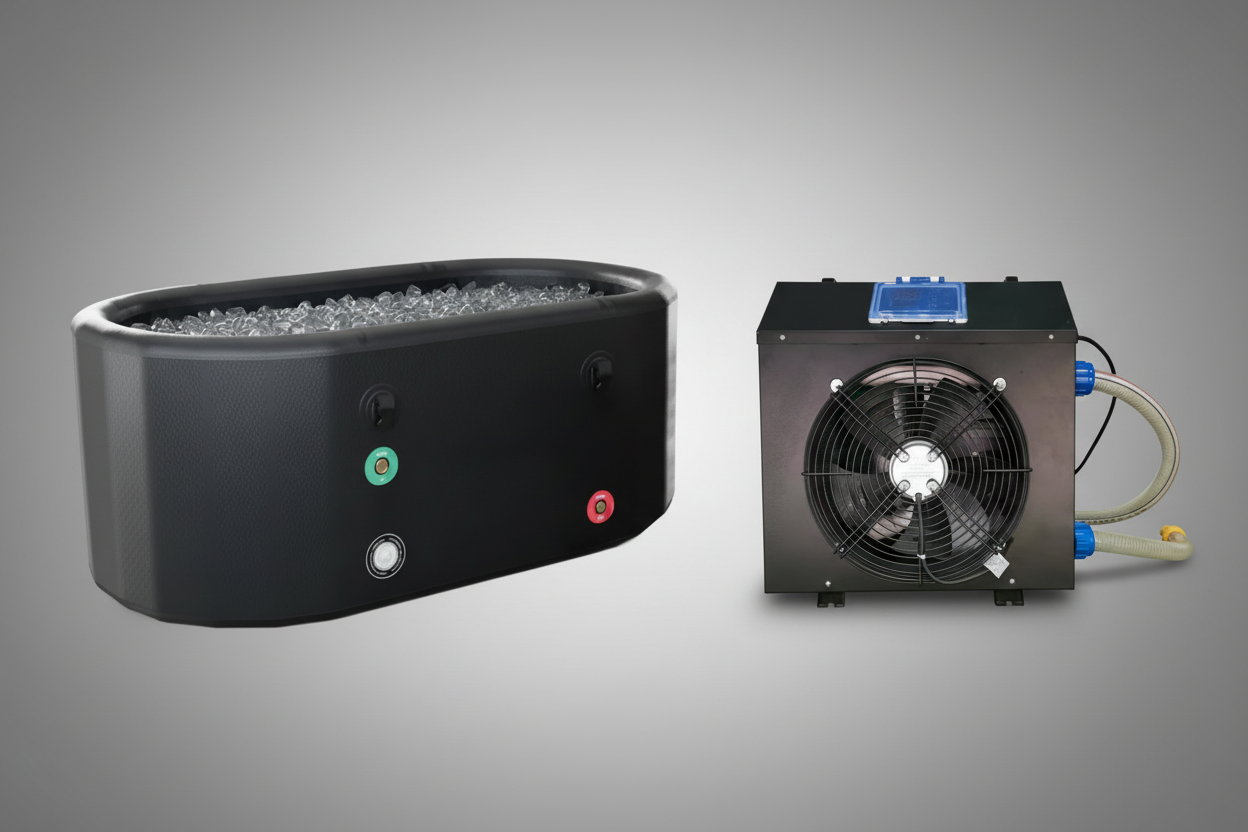 Complete commercial ice bath system with chiller unit