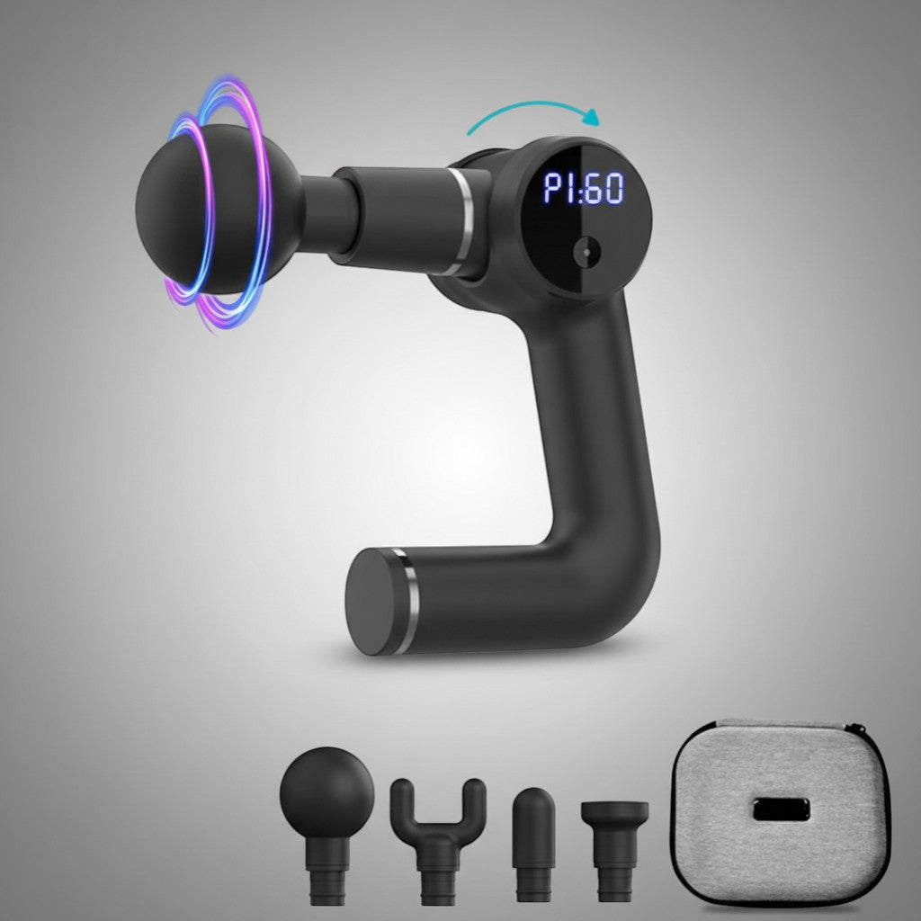 Mini massage gun with interchangeable massage heads