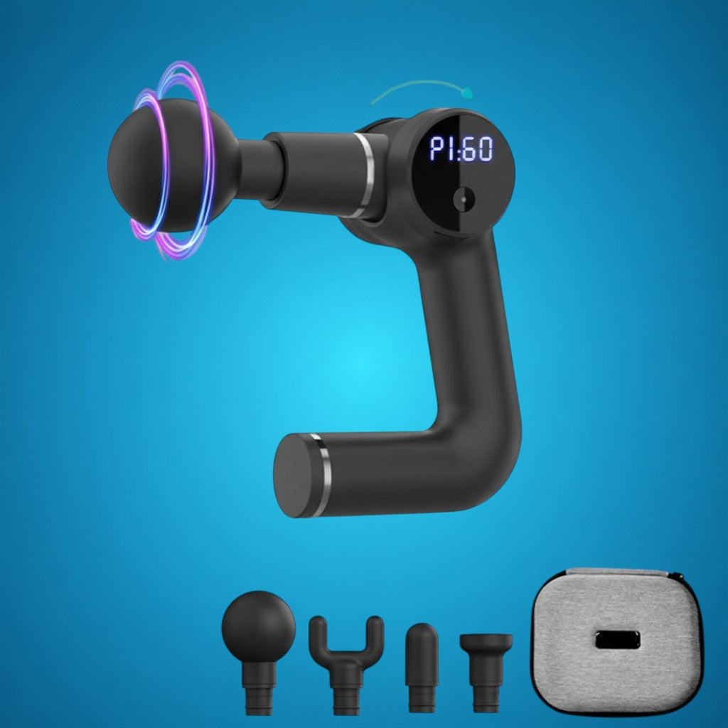 RecoActive Massage Gun Mini with interchangeable massage heads and travel case.