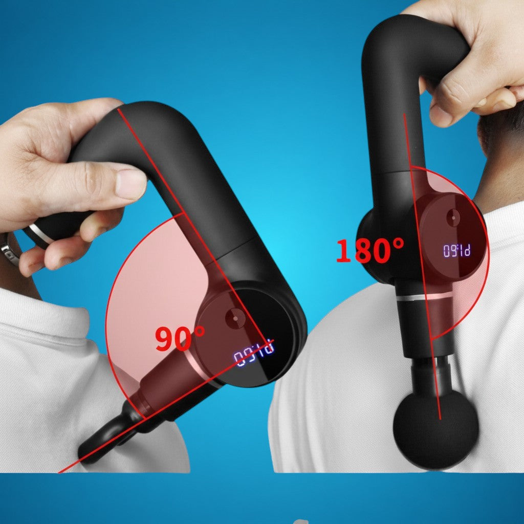 RecoActive Massage Gun Mini shown at multiple angles for compact muscle recovery.