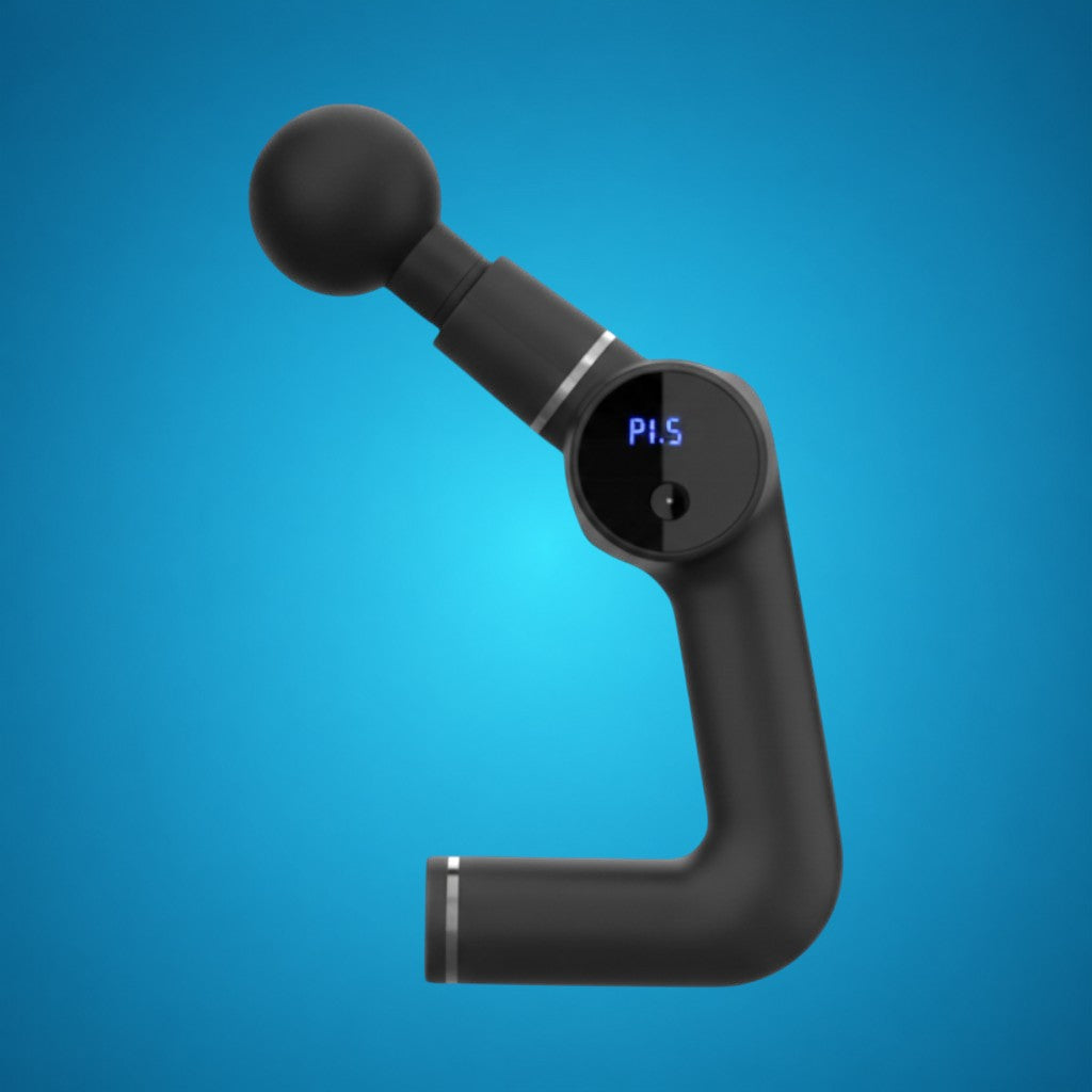 RecoActive Massage Gun Mini in black, portable massager for deep tissue percussion therapy.