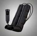RecoActive Airwave Leg Massager in black, featuring 6 modes and 3 pressure levels for home recovery. Includes a digital controller.