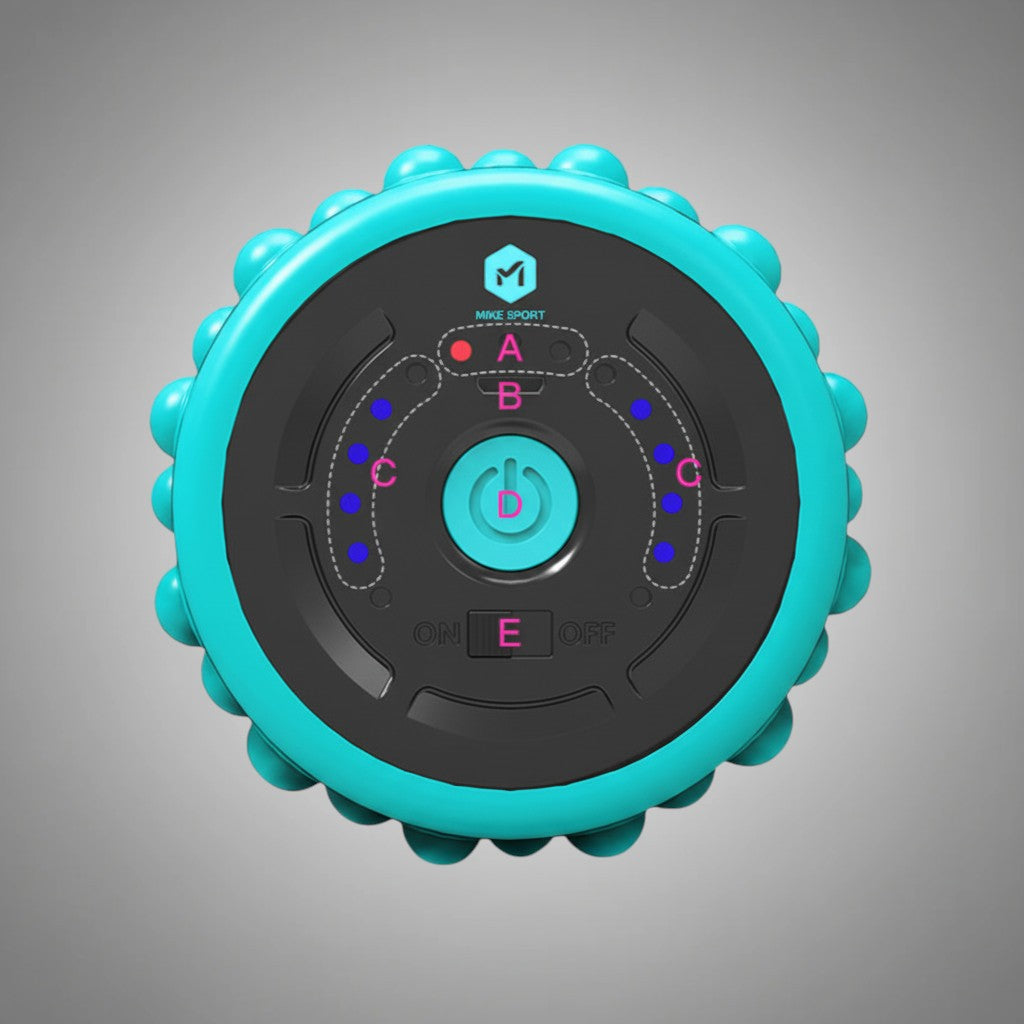 Turquoise vibrating foam roller for electric muscle recovery